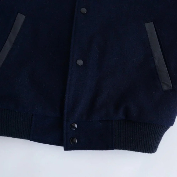 VTG North End Navy & Black Carpenters Logo Wool And Leather Varsity Bomber Coat - Picture 8 of 12